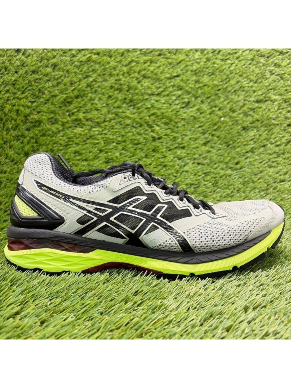 Asics GT-2000 4 Mens Size 9 Gray Black Neon Athletic Running Shoes Sneakers